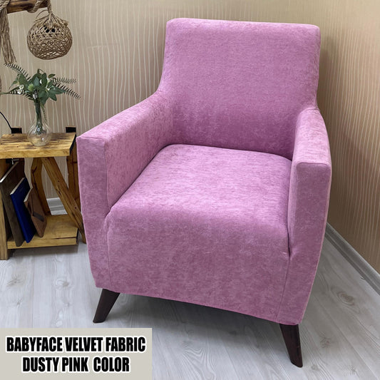 Our BabyFace Velvet Fabric 1 Seater Armchair Couch Cover Dusty Pink Color