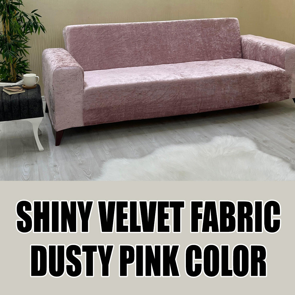 Our Shiny Velvet Fabric Sofa Cover Dusty Pink Color