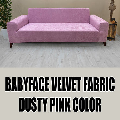 Our BabyFace Velvet Fabric Sofa Cover Dusty Pink Color