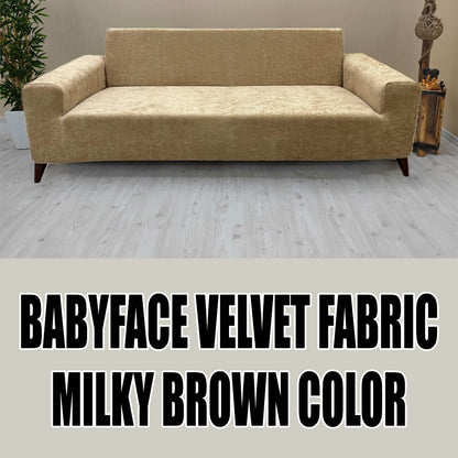 Our BabyFace Velvet Fabric Sofa Cover Milky Brown Color