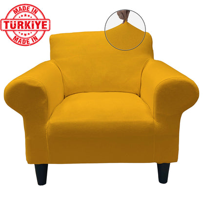 Our Cotton Fabric 1 Seater Armchair Couch Cover Mustard Color