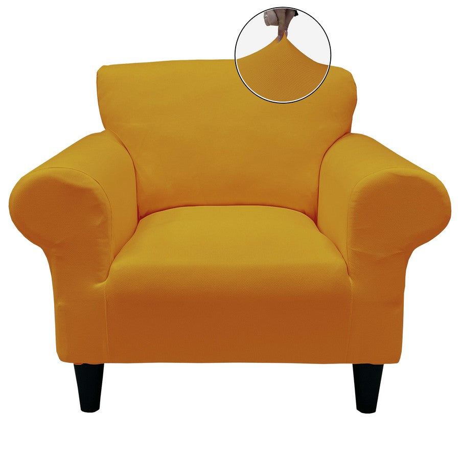 Honeycomb Fabric 1 Seater Armchair Couch Cover Mustard Color