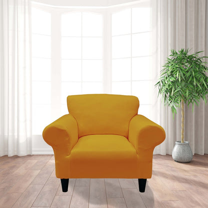 Honeycomb Fabric 1 Seater Armchair Couch Cover Mustard Color