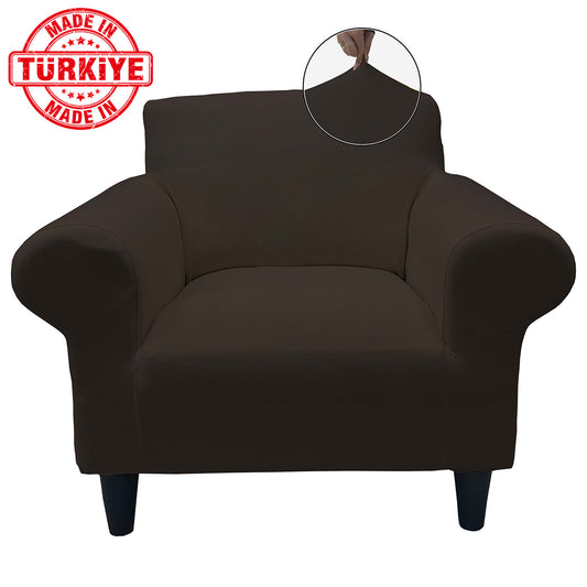 Our Cotton Fabric 1 Seater Armchair Couch Cover Brown