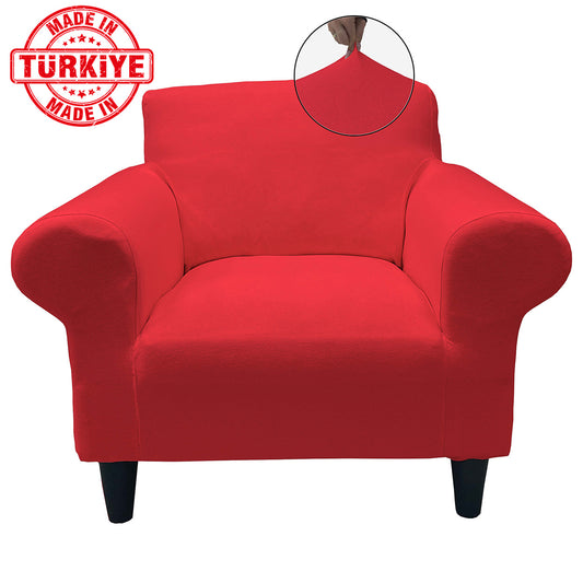 Our Cotton Fabric 1 Seater Armchair Couch Cover Red Color