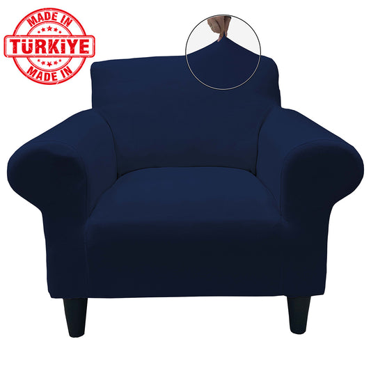 Our Cotton Fabric 1 Seater Armchair Couch Cover Dark Blue Color