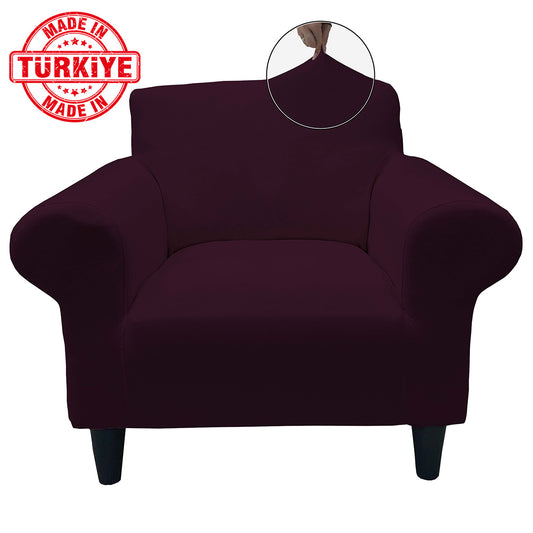 Our Cotton Fabric 1 Seater Armchair Couch Cover Plum Color