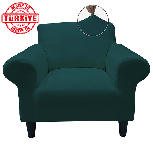 Our Cotton Fabric 1 Seater Armchair Couch Cover Dark Green Color