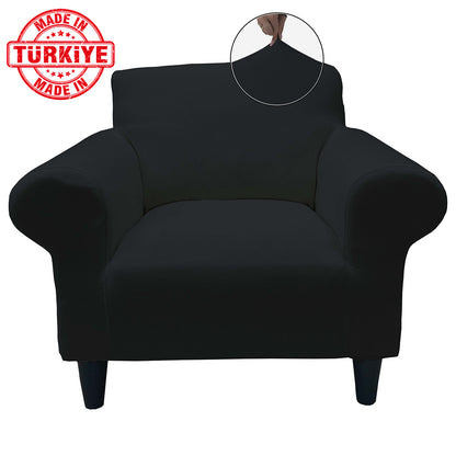 Our Cotton Fabric 1 Seater Armchair Couch Cover Black Color