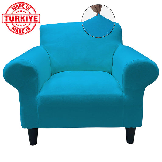 Our Cotton Fabric 1 Seater Armchair Couch Cover Turquoise Color