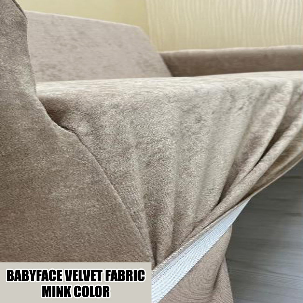 Our BabyFace Velvet Fabric 1 Seater Armchair Couch Cover Milky Brown Color