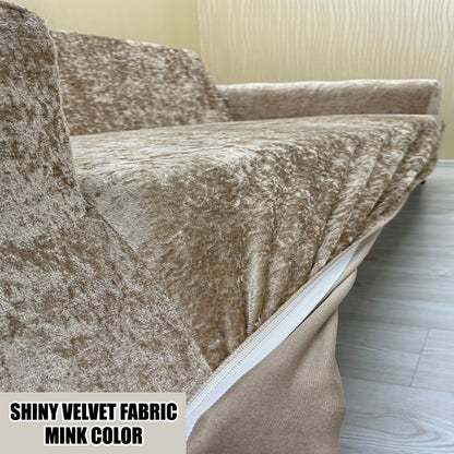 Our Shiny Velvet Fabric 1 Seater Armchair Couch Cover Mink Color