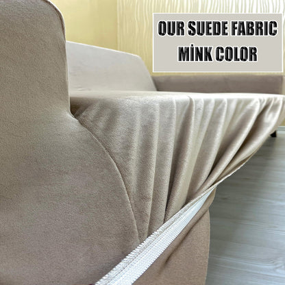 Our Suede Fabric 1 Seater Armchair Couch Cover Mink Color