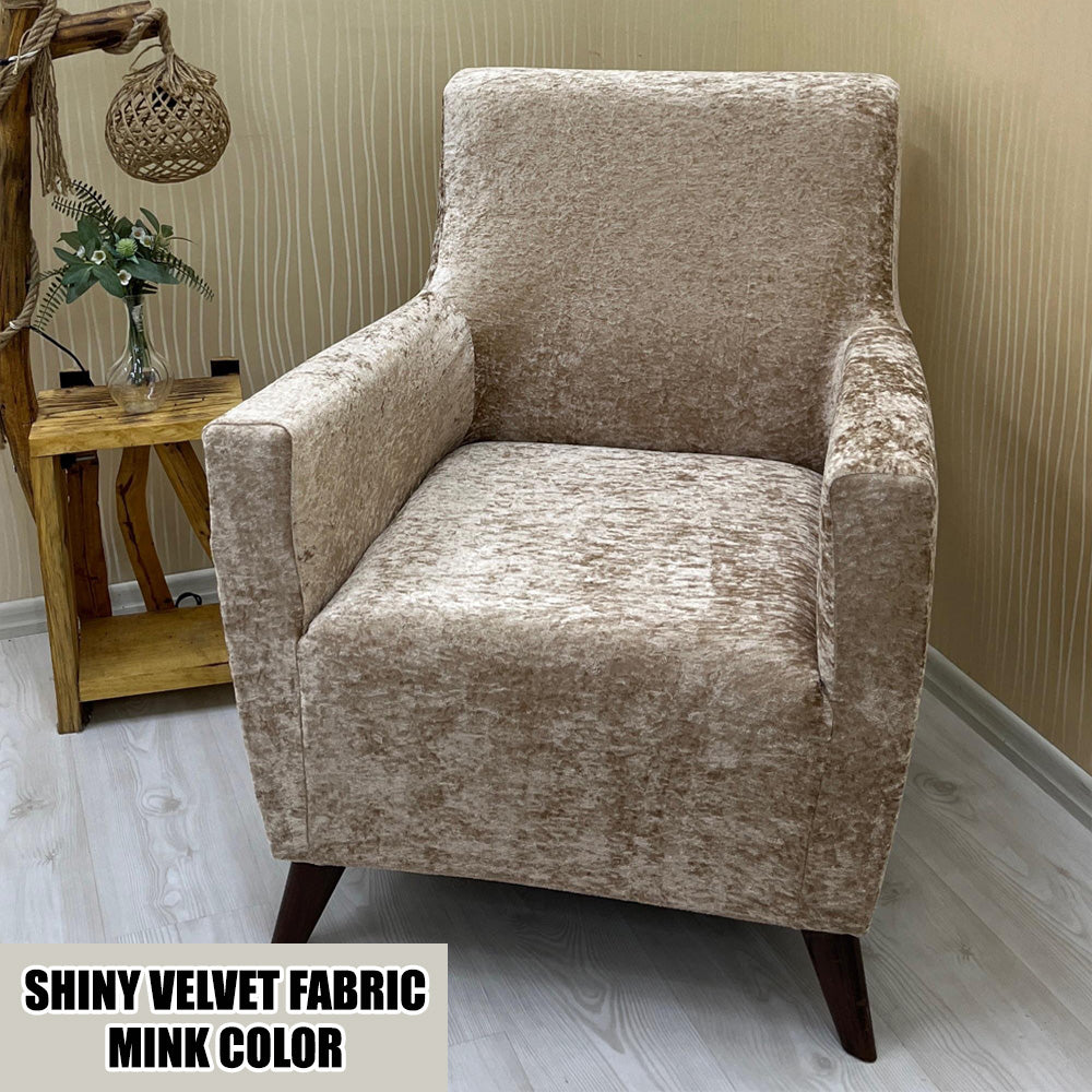 Our Shiny Velvet Fabric 1 Seater Armchair Couch Cover Mink Color