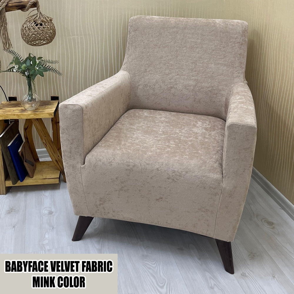 Our BabyFace Velvet Fabric 1 Seater Armchair Couch Cover Mink Color