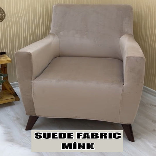 Our Suede Fabric 1 Seater Armchair Couch Cover Mink Color