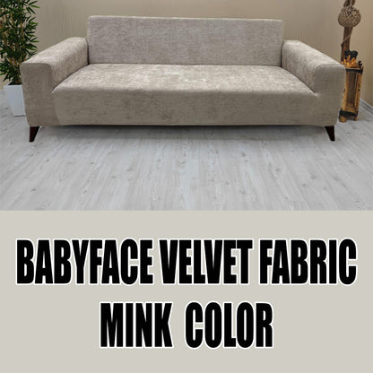 Our BabyFace Velvet Fabric Sofa Cover Mink Color